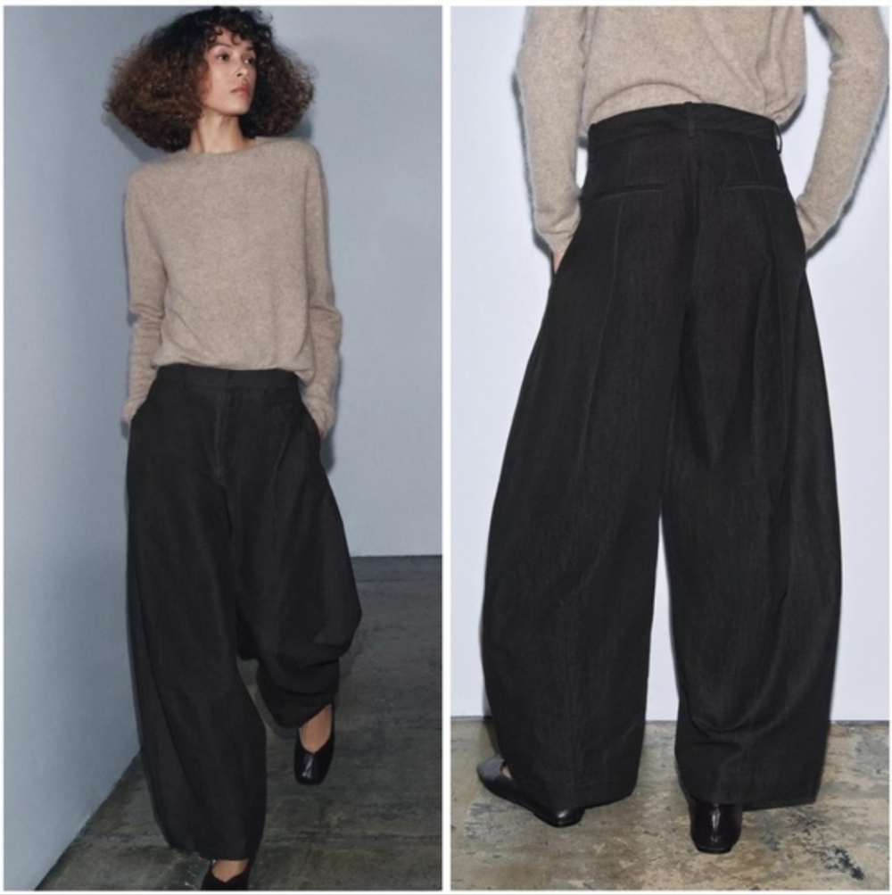 ZARA ZW COLLECTION GRAY/MARL STRIPED PANTS ✨️✨️✨️